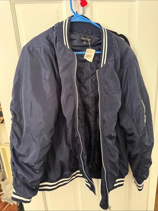 New Look Jackets & Blazers - New Look Navy and White Varsity-Style Bomber Jacket